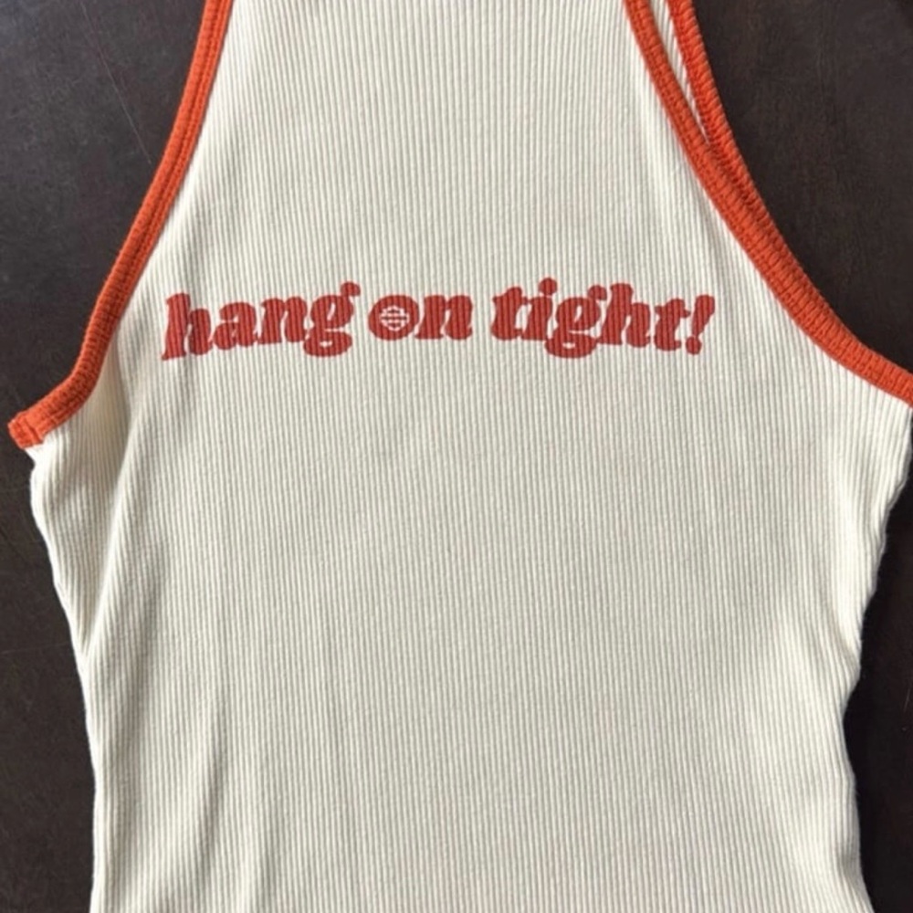 Harley-Davidson Cream and Orange Ribbed Tank Top